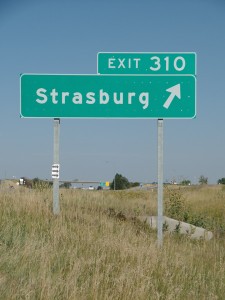 Strasburg exit sign