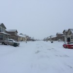 Snowy street, looking south
