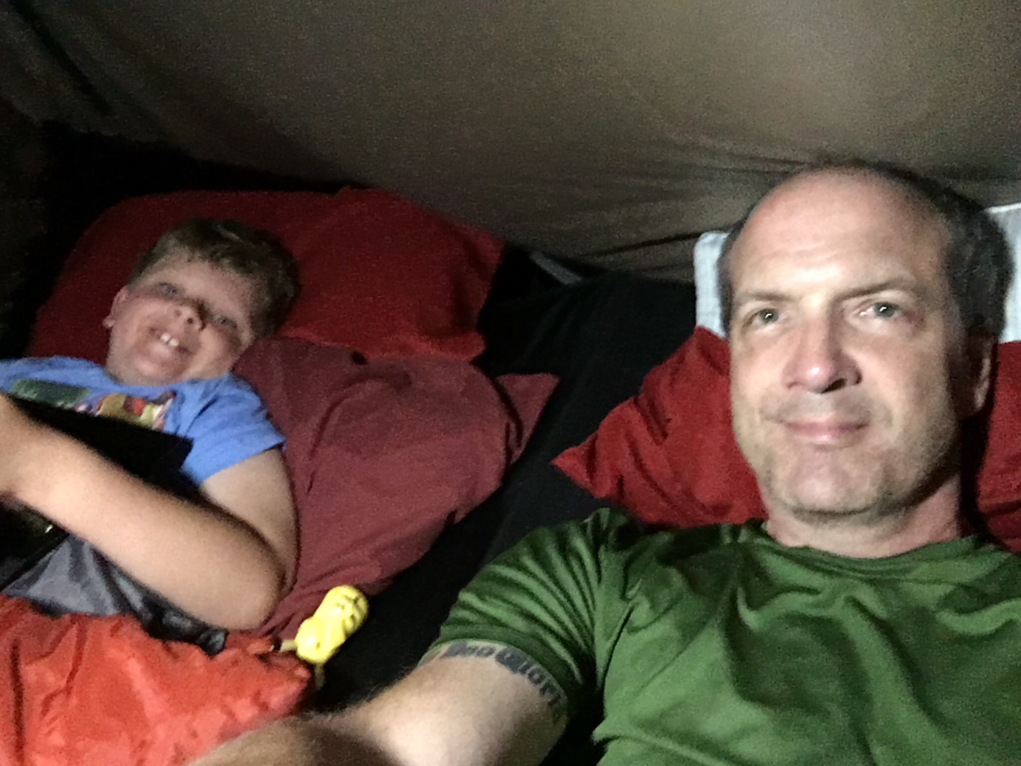 Augie and dad in the tent