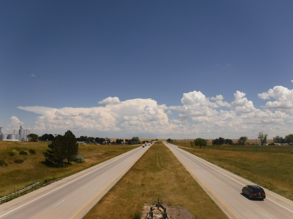 I-70 east with clouds