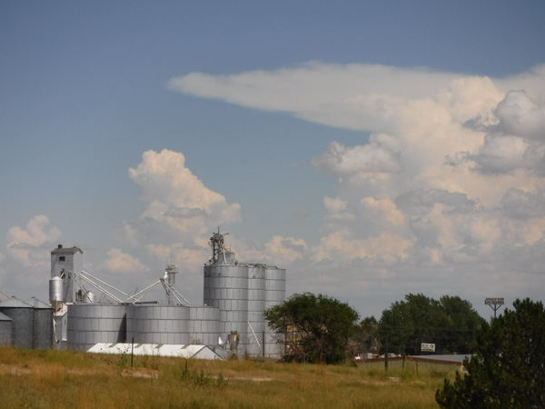 Grain towers and clouds