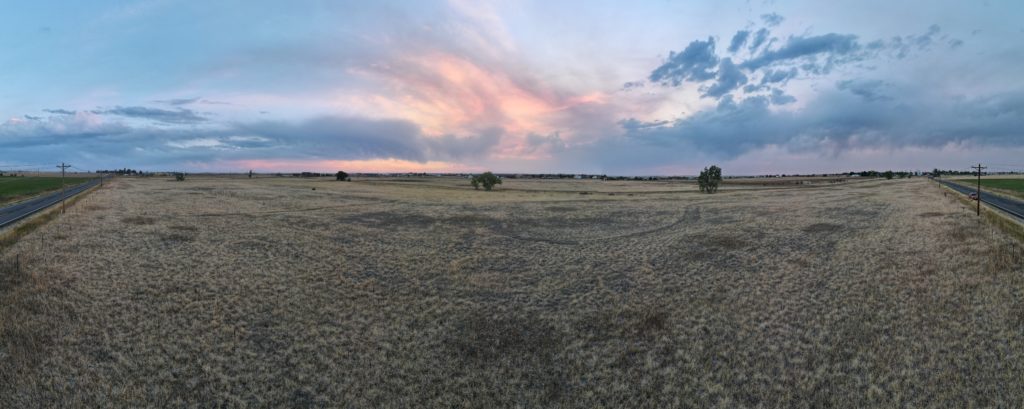 180 degree panorama of the dusk sky